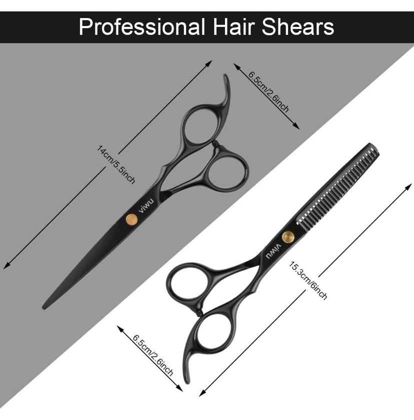 Barber Shears Home Hair Cutting Scissors Set, 10 Pcs Professional Haircut Scissors Kit with Thinning Shears 6CR 440C Stainless Steel Home Haircutting Scissors Kit for Barber Salon