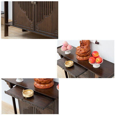 Bamboo Console Table Chinese Style Vintage Porch Table w/ Cabinet Hallway Table