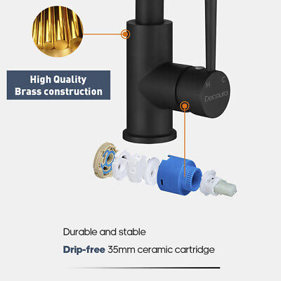 kitchen sink mixer tap pull out taps matte black brass faucet laundry