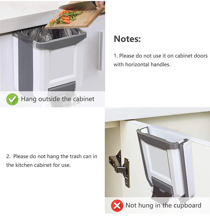 Kitchen Bin, Rubbish Bin Plastic Folding Wall Mounted for Cupboard Door Hanging Trash Can 8L (White) Brand: HUAPPNIO