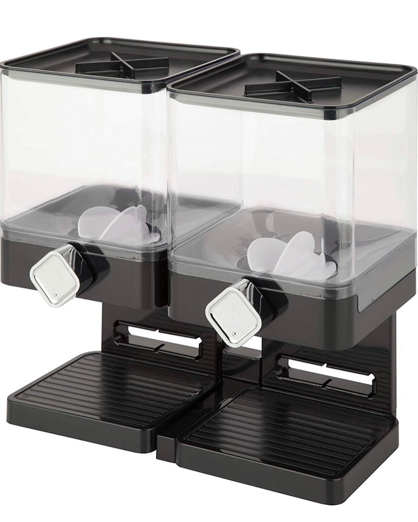 Compact Dry Food Dispenser, Dual Control, Black/Chrome