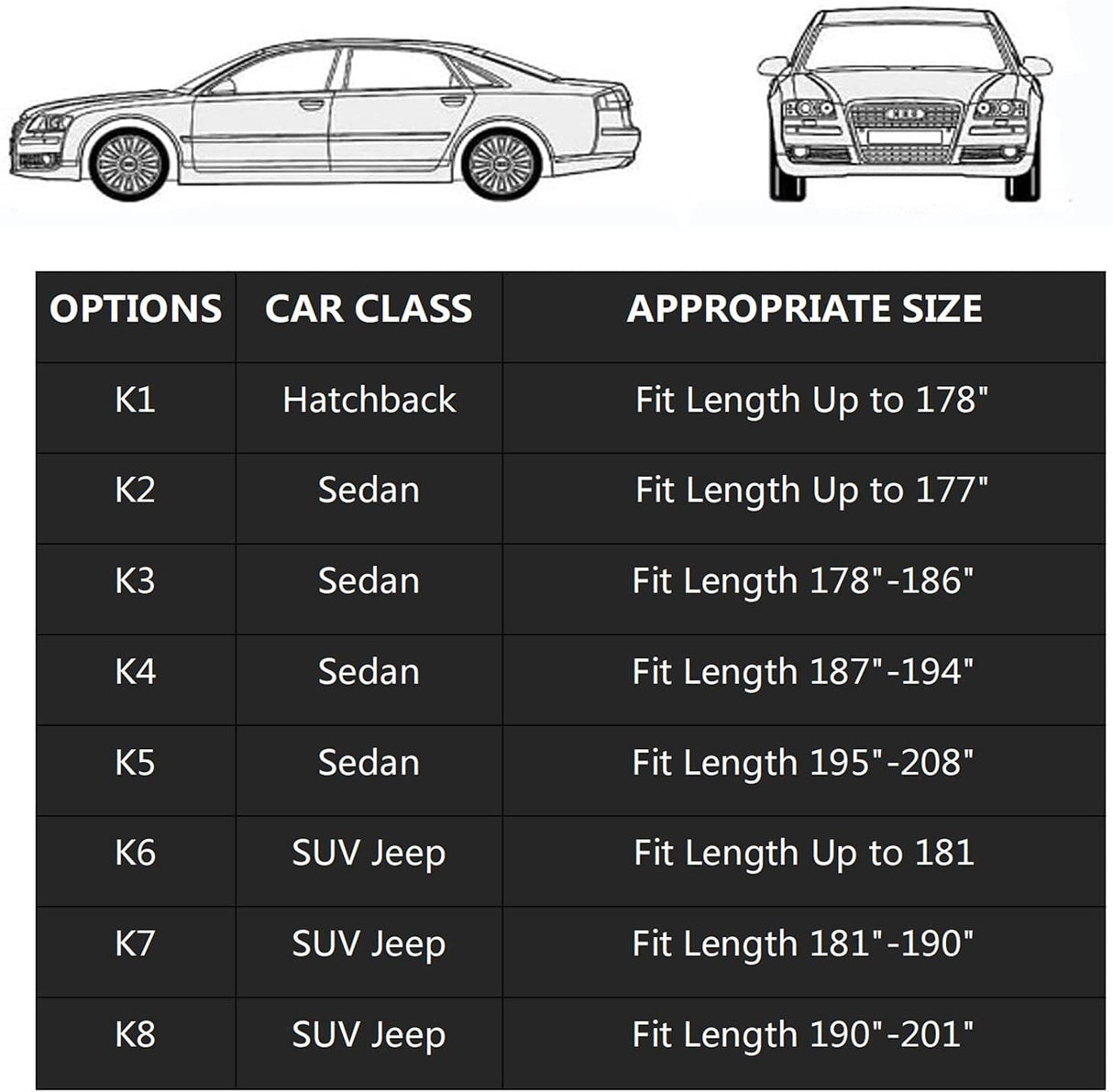 6 Layers Waterproof Car Cover with Cotton Zipper, Universal Fit