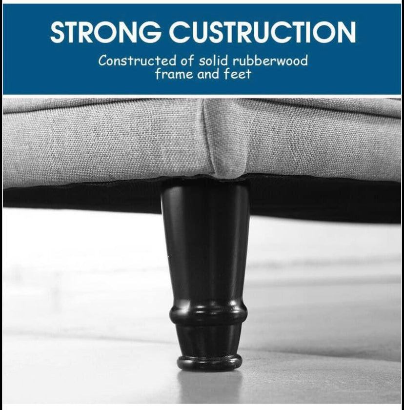 Levede Storage Ottoman Blanket Box Fabric Large Rest Chest Toy Foot Stool Grey