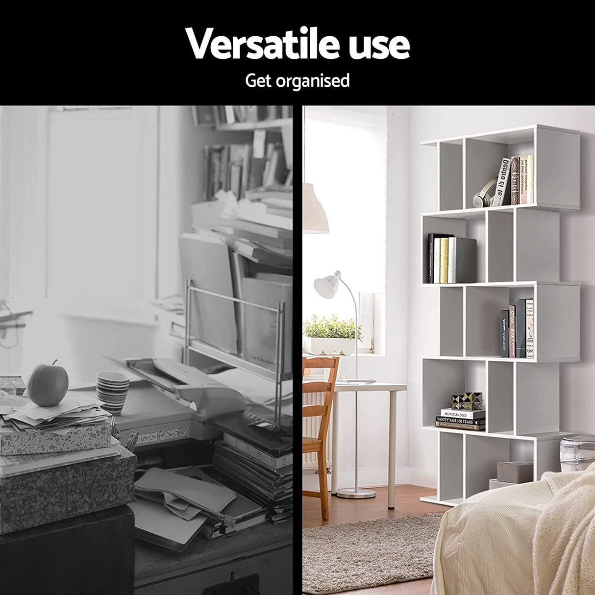 Artiss Bookshelf 5-Tier Bookcase Storage Display Shelf, White