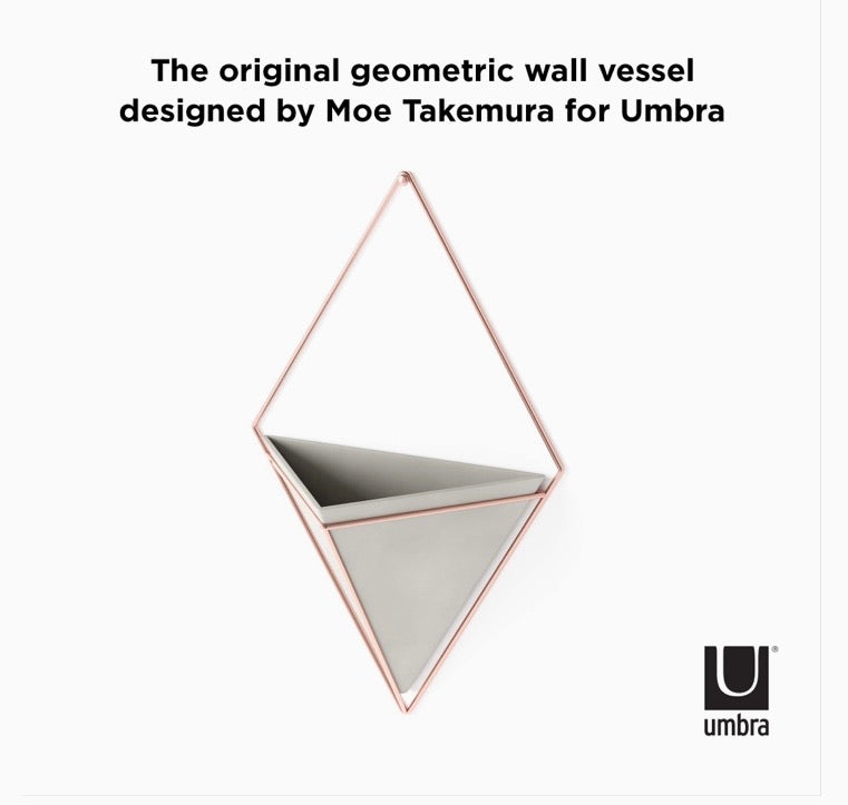 Trigg Hanging Planter, Large, Concrete/Copper Decor