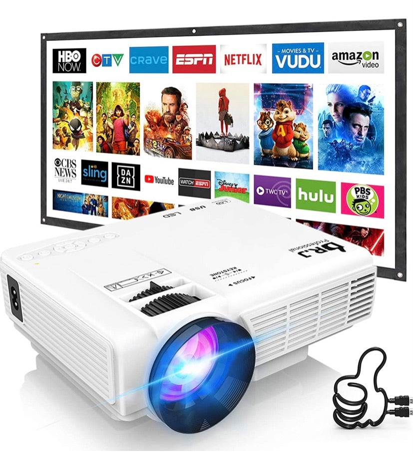 Professional HI-04 1080P Supported 4Inch Mini Projector with 170" Display - 40,000 Hours LED Full HD Video Projector, Compatible with HDMI,USB,SD (Latest Upgrade)