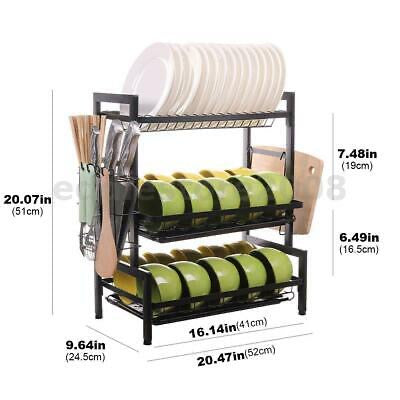 3 Tier Stainless Steel Dish Drying Rack Organizer Kitchen Storage Holder