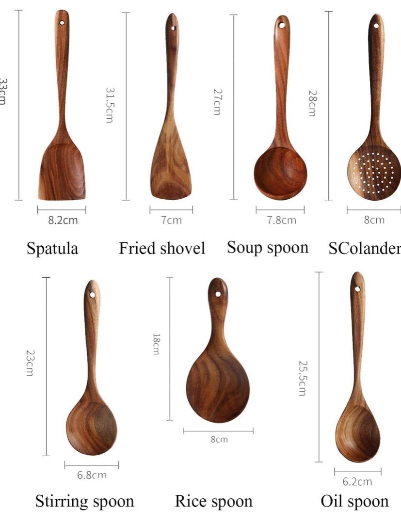 Wooden Utensils Set for Kitchen, Messon Handmade Natural Teak Cooking Spoons Wooden Spatula for Nonstick Cookware