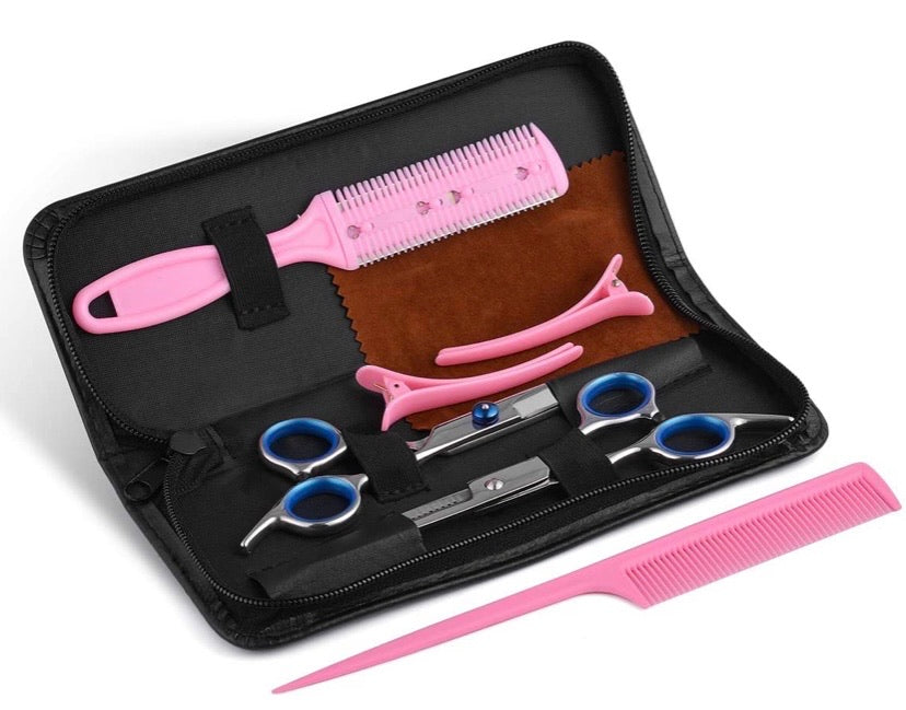 Professional Hair Cutting Kit, Xcellent Global Home Barber Salon Haircutting Thinning Hair Shears Kit with Comb and Storage Bag for Men and Women