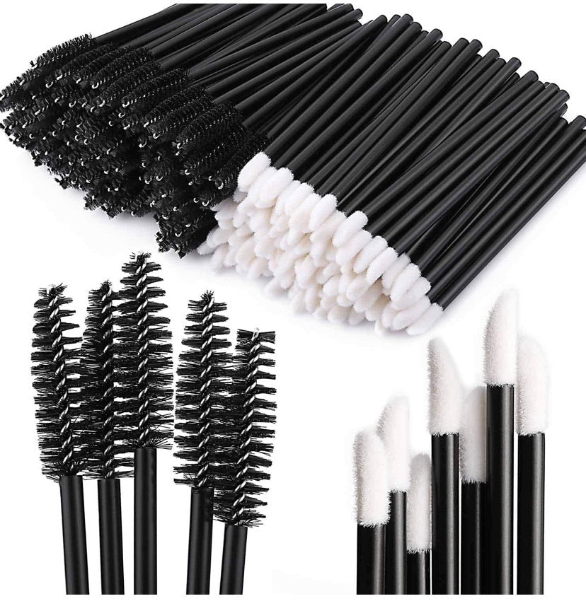 200 Disposable Mascara Wand Spoolies and Lip Brushes, Lipstick Lipgloss Applicator for Eyebrow Eyelash Extension Makeup Kits