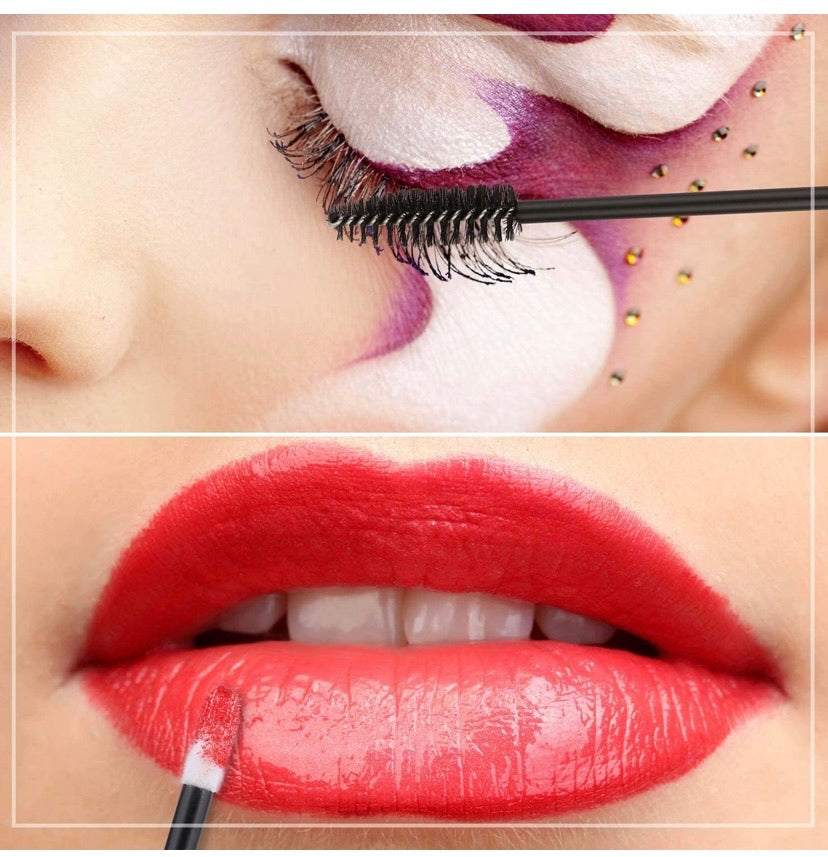 200 Disposable Mascara Wand Spoolies and Lip Brushes, Lipstick Lipgloss Applicator for Eyebrow Eyelash Extension Makeup Kits