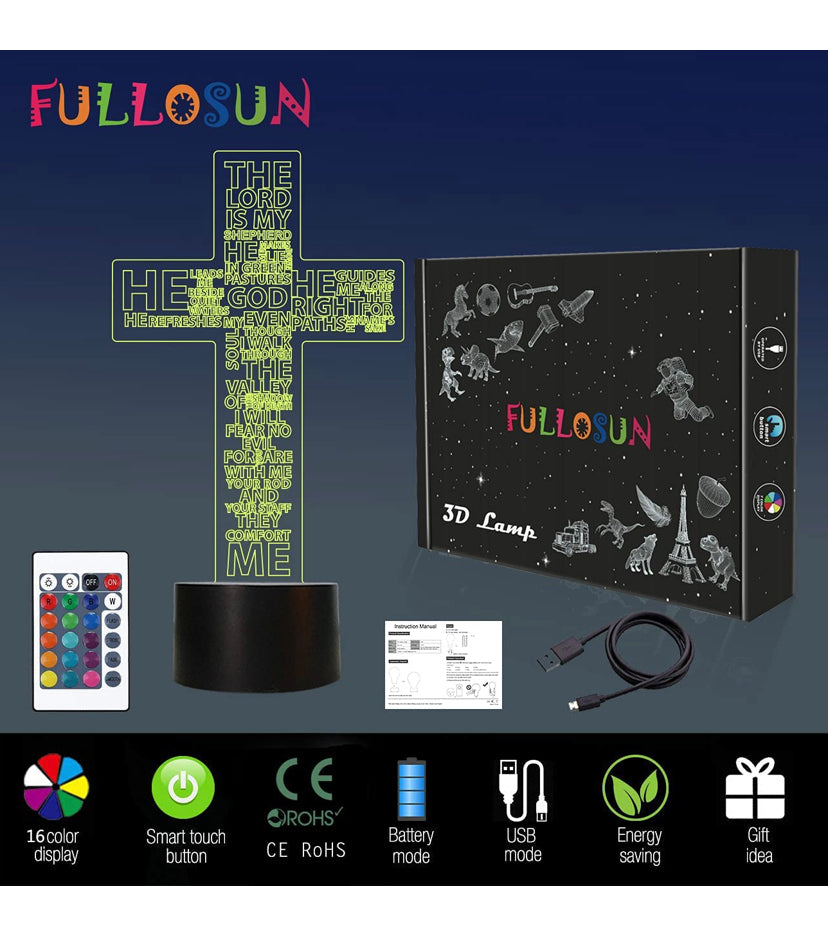 The Lord Jesus Cross 3D Night Light