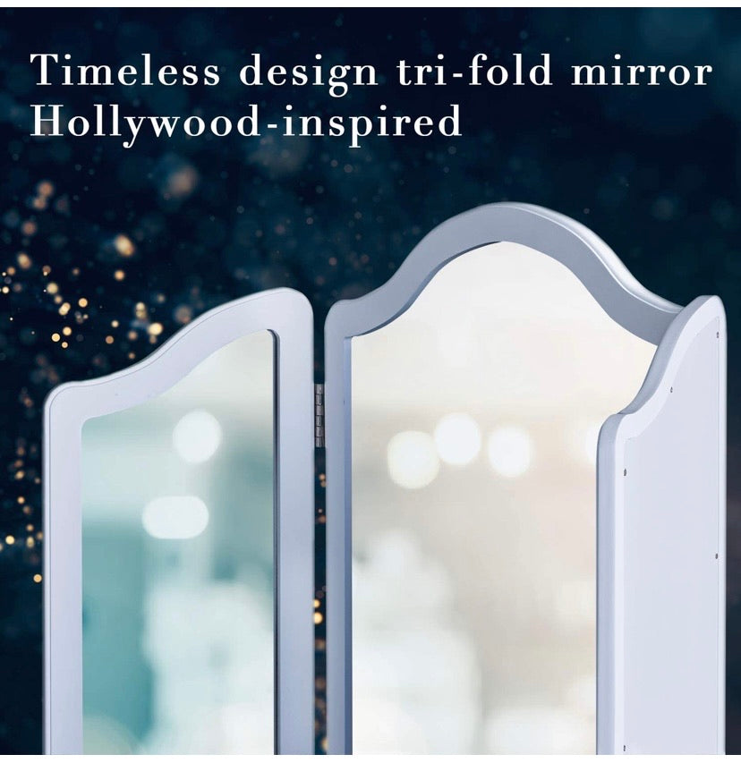Large Hollywood Vanity Tri-fold Makeup Mirror