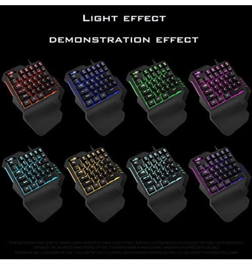RGB Backlit Wired Gaming One Hand Keyboard