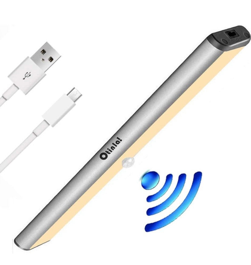 Under Cabinet Lights, 10 LED Motion Sensor Lights, Stick-on Lights to Anywhere Rechargeable LED Lights, Night Light, Led Cabinet Lights, Wireless Led Closet Light, USB Light Silver Warm