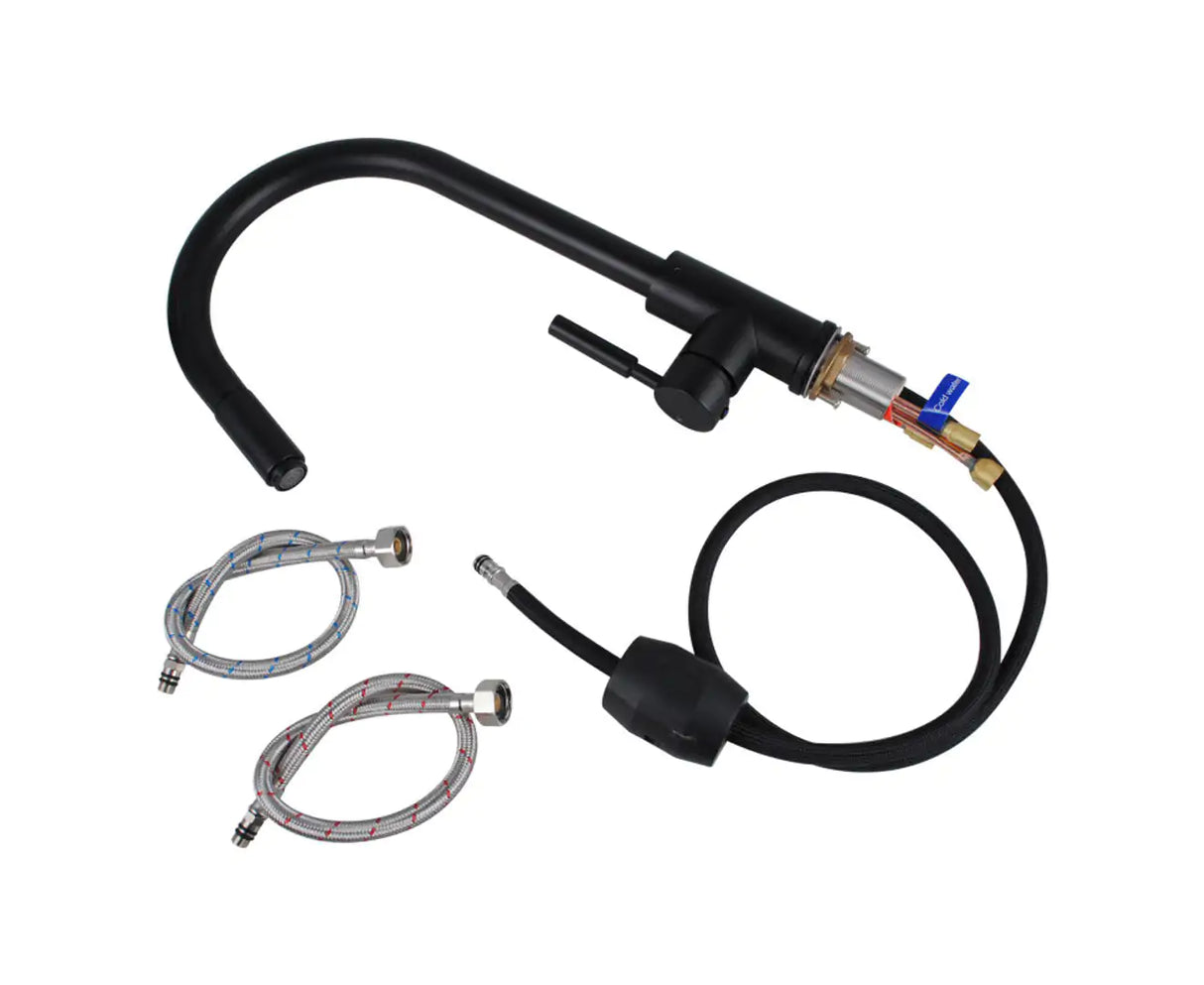 Black Solid Brass Round Pull Out Mixer Tap 360 Swivel Bar Sink Faucets