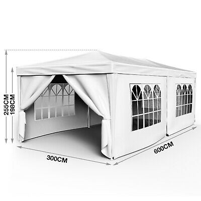 Gazebo Marquee 3x6 Camping Wedding Party Tent Canopy w/Side Wall&Windows