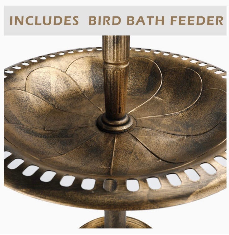 Ornamental Solar Bird Bath Light Garden Ornaments Feeder