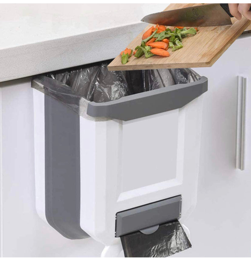 Kitchen Bin, Rubbish Bin Plastic Folding Wall Mounted for Cupboard Door Hanging Trash Can 8L (White) Brand: HUAPPNIO