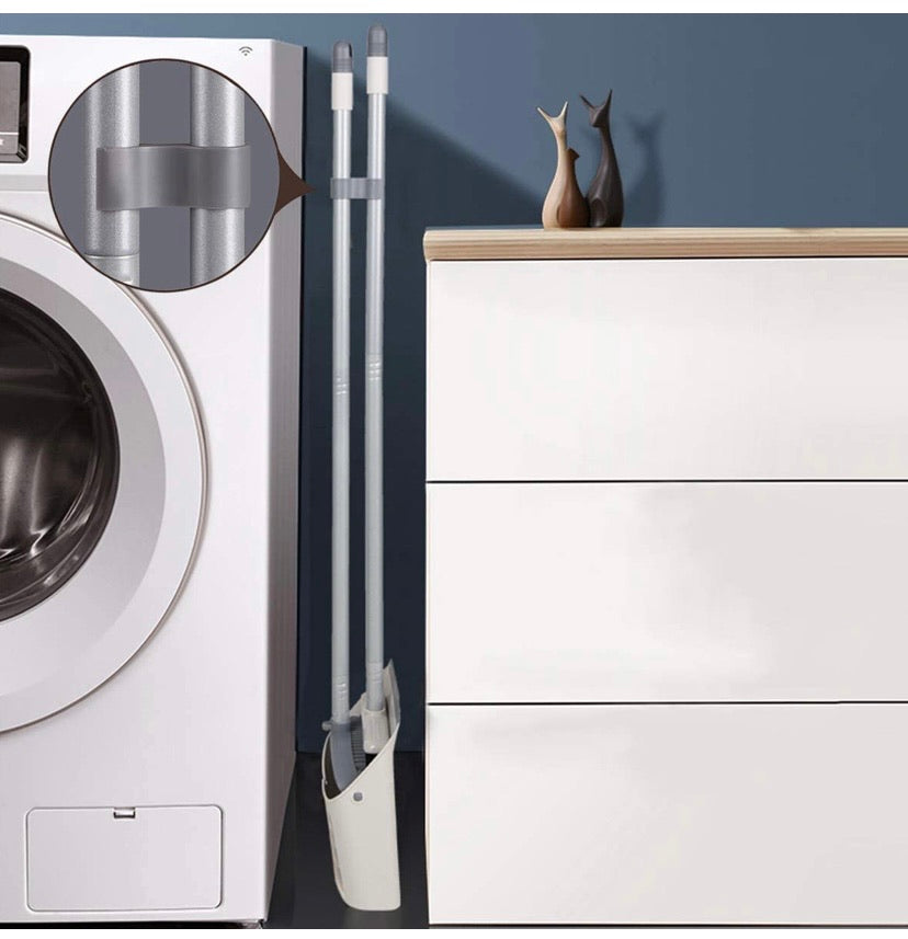 Broom and Dustpan Set, Long Handle Stand Up Store Indoor Outdoor for Home Kitchen with Broom Holder