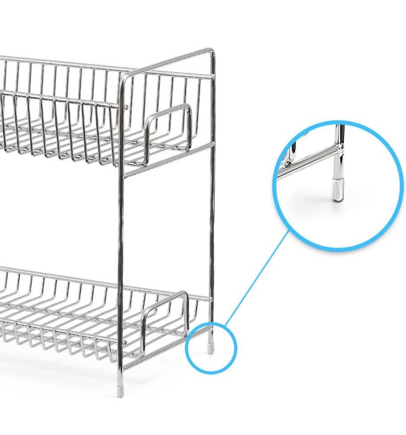 2-Tier Standing Rack EZOWare Kitchen Bathroom Countertop 2-Tier Storage Organizer Spice Jars Bottle Shelf Holder Rack - Chrome