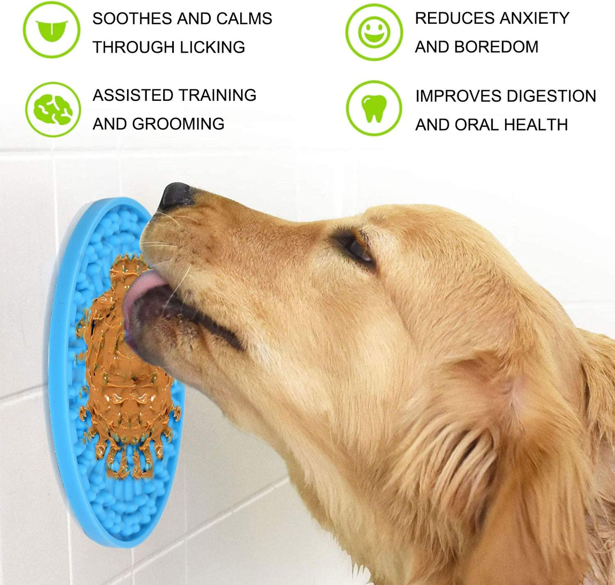 Lick Mat for Dogs 2 Packs - OAPRIRE Dog Lick Mat with Super Suction, Reduce Daily Anxiety, Slow Feeder Lick Mat Suctions to Wall for Pet Bathing, Grooming and Training - with Cleaning Brush