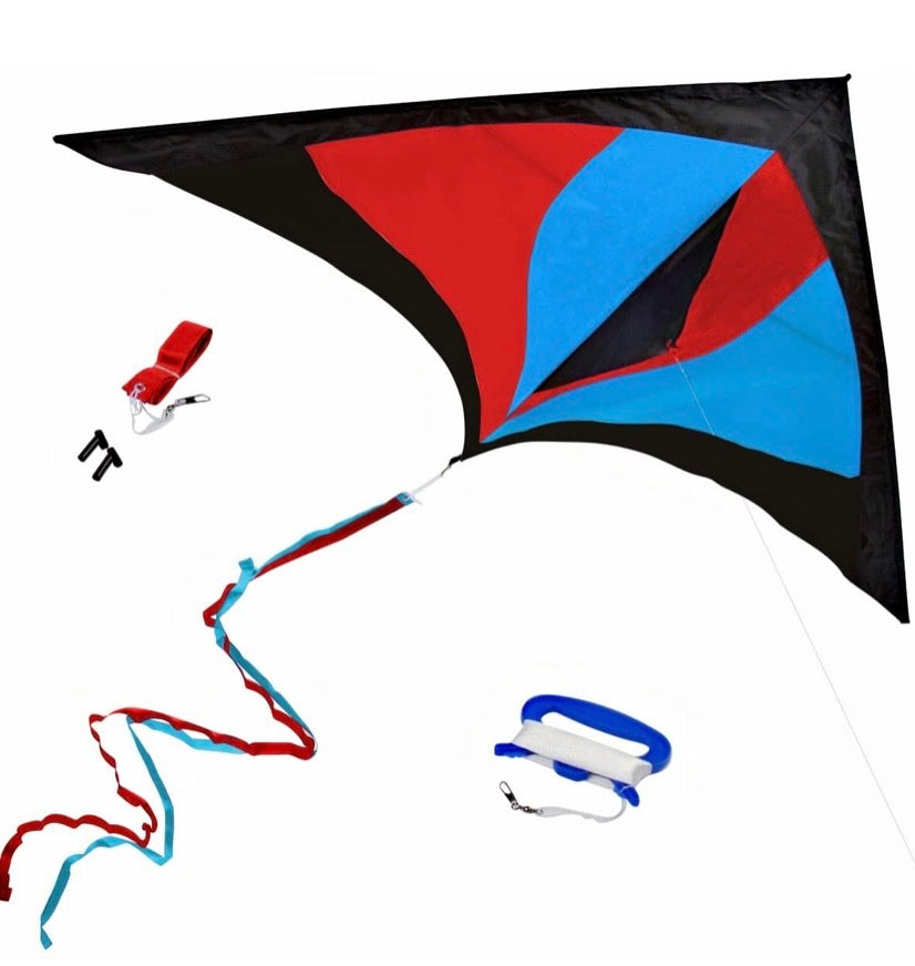 Best Delta Kite, Easy Fly for Kids and Beginners, Single Line with Tail Ribbons, Stunning Multi-Colors, Materials, Large, Meticulous Design