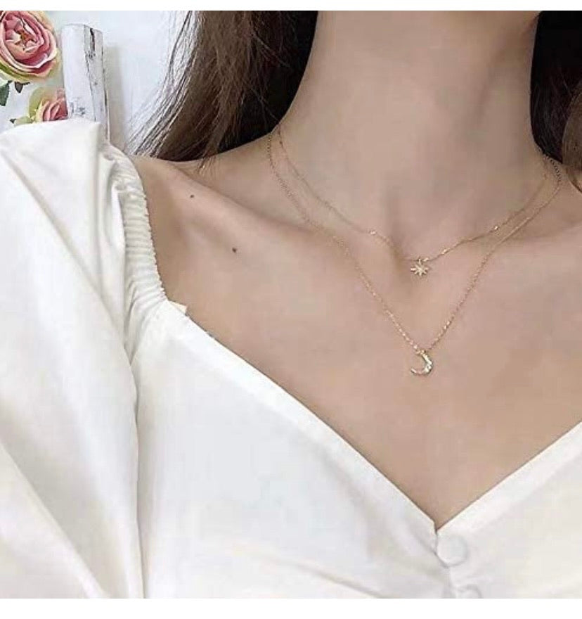 Moon and Star Necklace