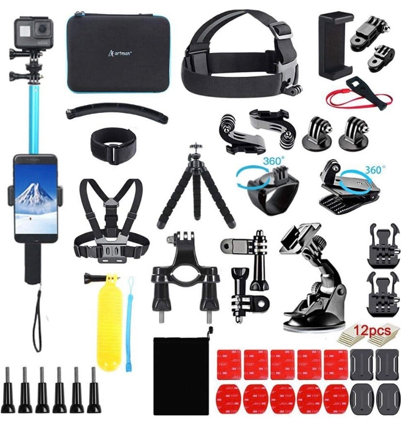 Action Camera Accessories Kit 60-in-1 for Gopro MAX GoPro Hero 9 8 7 6 5 Session 4 3+ 3 2 1 Black Silver SJ4000/ SJ5000/ SJ6000 DJI OSMO Action DBPOWER AKASO Xiaomi Yi APEMAN