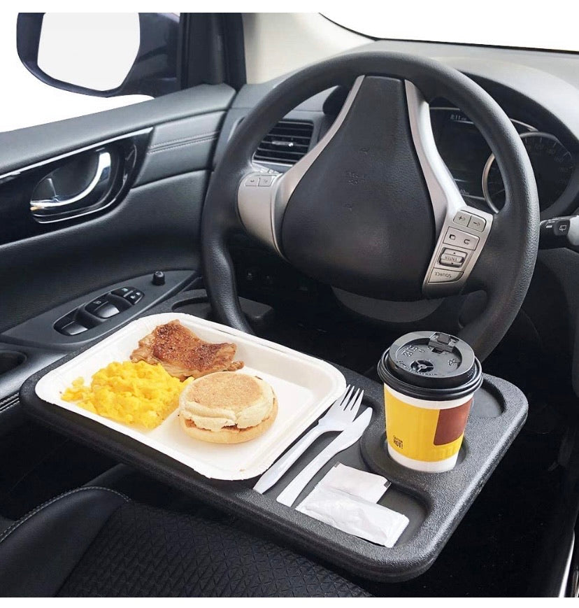 Car Steering Wheel Food Eating Tray Notebook Laptop Table Desk for Cars - Black