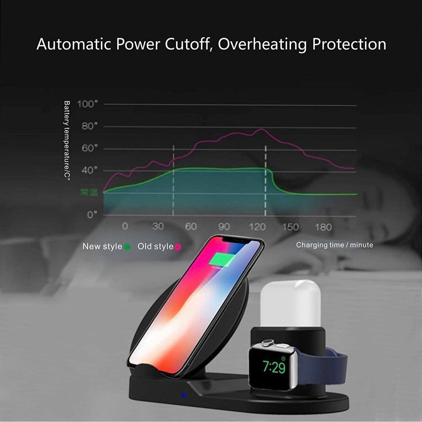 Wireless Charger, Amazer Tec 3 in 1 Charging Stand Compatible with iWatch, AirPods and iPhone 11/Xs/X Max/XR/X/8/8Plus/7/7 Plus /6S /6S Plus(Original Charger & Cables Required) (Black)