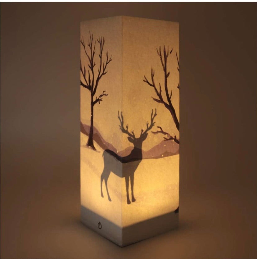 Deer Paper Lanterns Decorative Creative Novelty Paper Lanterns Collapsible Safety Material USB Low Power Energy Save Lamp Home Room Christmas Decor Kids Adult Friends Gift