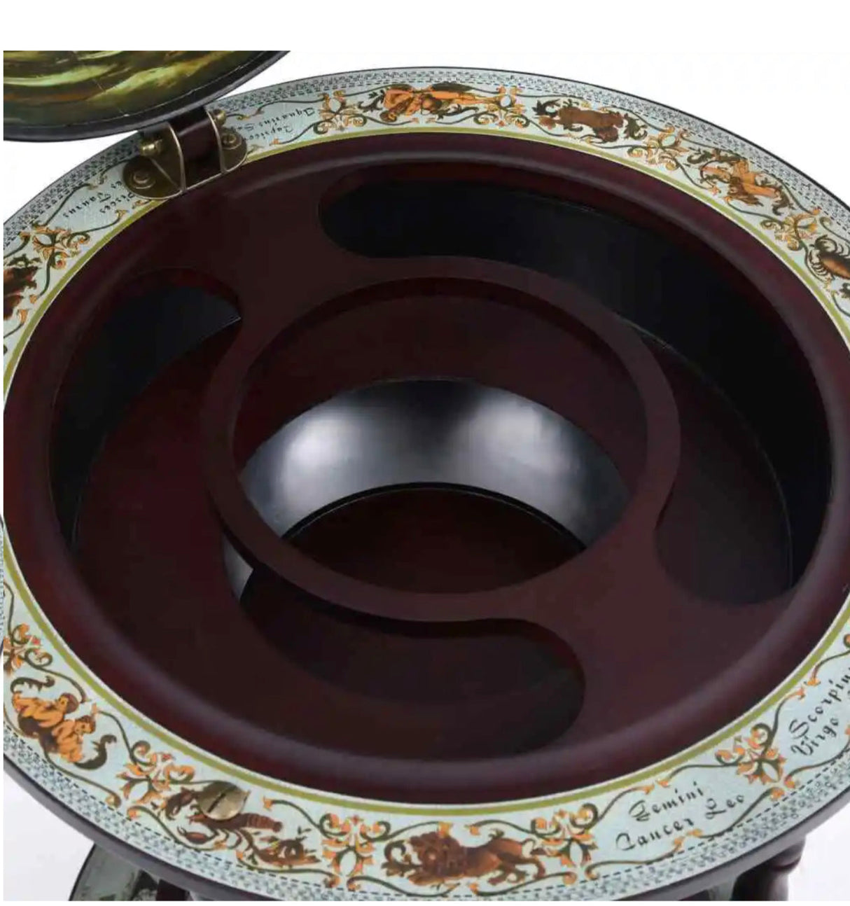 Globe Bar Wine Stand Eucalyptus Wood Blue