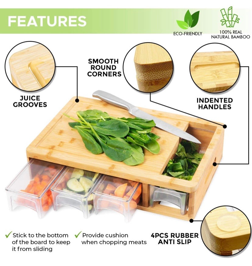 Bamboo Cutting Board With Trays