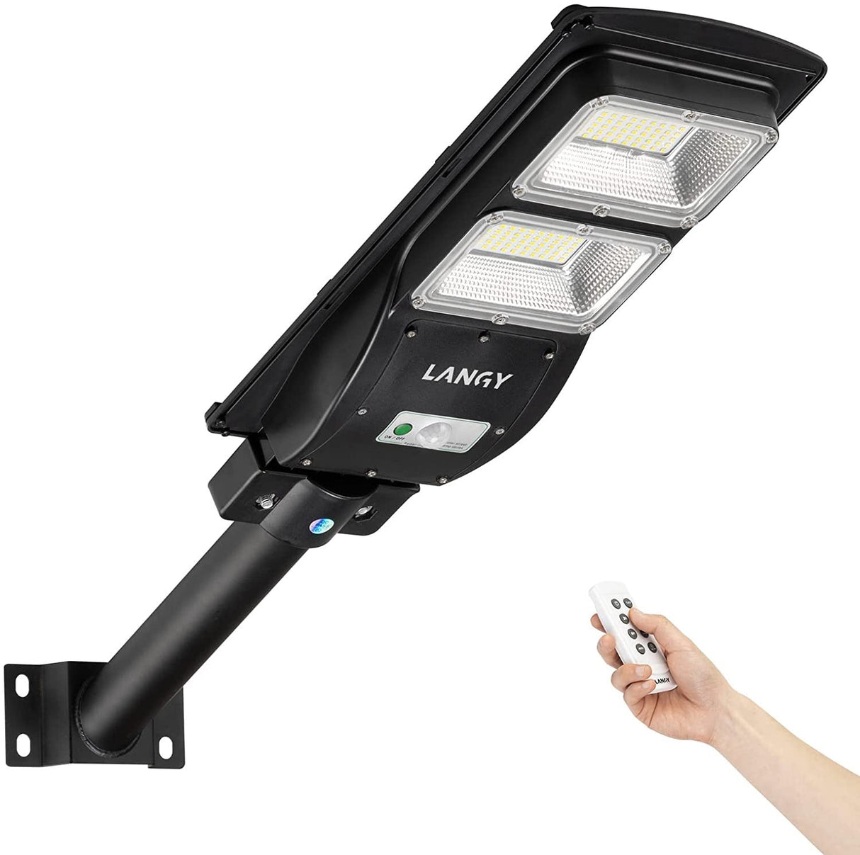 60W Solar Street High Brightness Light 6000 Lumens,120 LED with Light Control, PIR Motion Sensor, Dusk to Dawn Security Led Flood Light