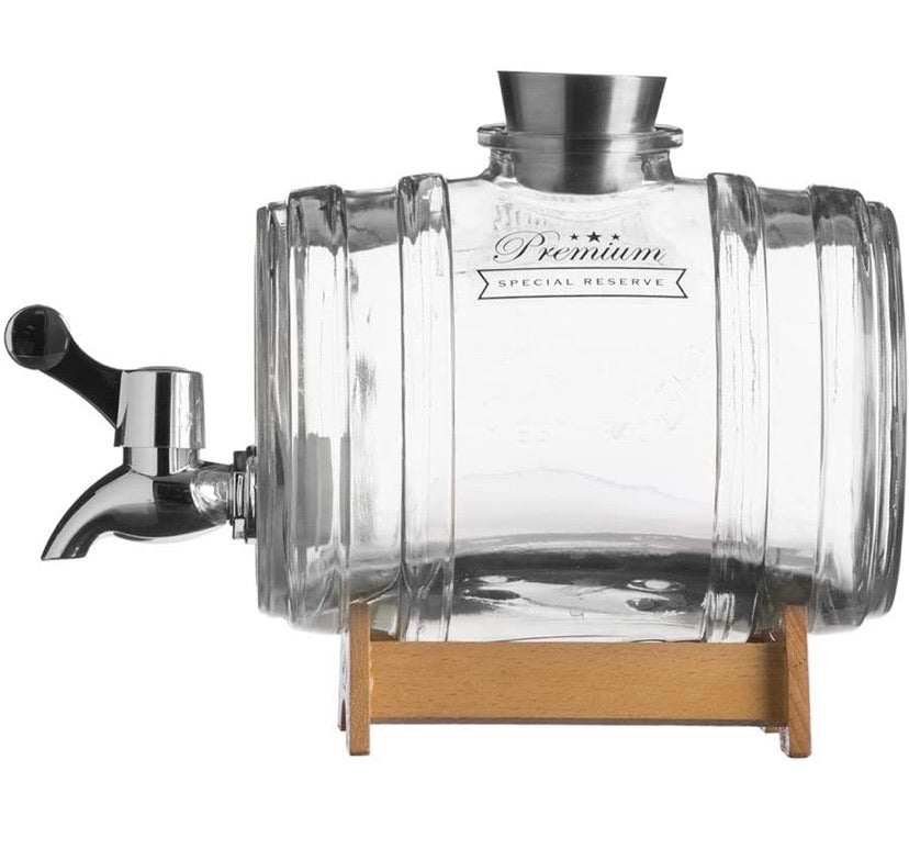 Drinks Barrel Dispenser with Wooden Stand 1Litre