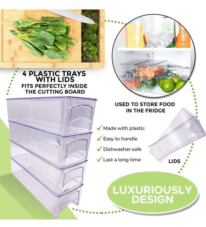 Bamboo Cutting Board With Trays