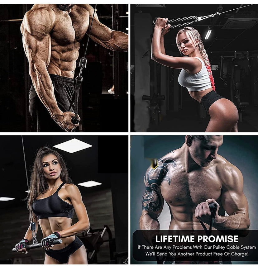 11Pack Fitness LAT and Lift Pulley System Gym, 3in1 Pull-Down Machine with Dual Cable Attachments and Upgraded Loading Pin for Biceps Curl, Back, Shoulder,Forearm,Triceps Extensions Workout