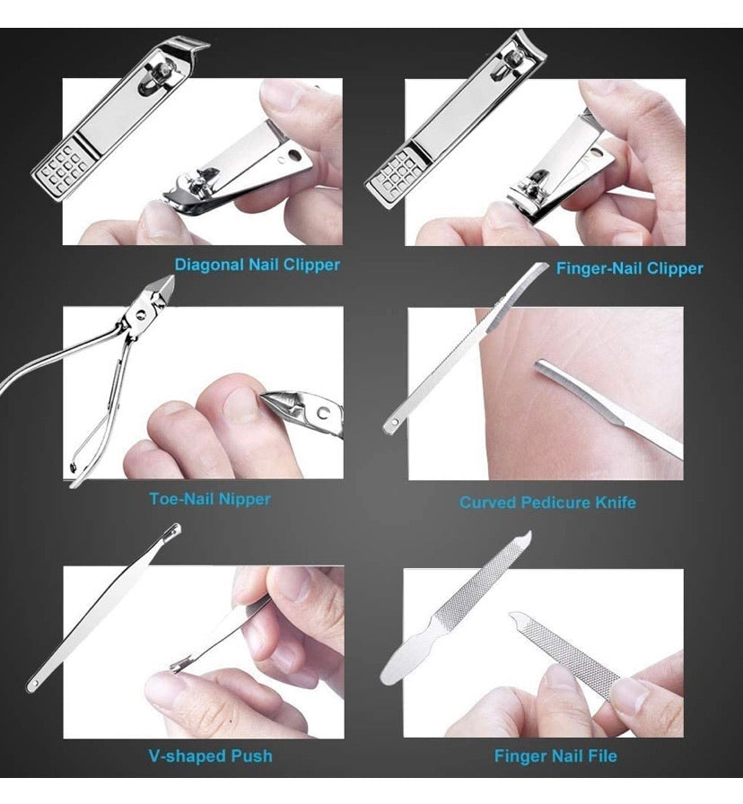 Manicure Pedicure Set Nail Clippers,FomaTrade 20 Pieces Stainless Steel Manicure Kit, Professional Grooming Kit, Nail Tools with Luxurious Travel Case (silver)