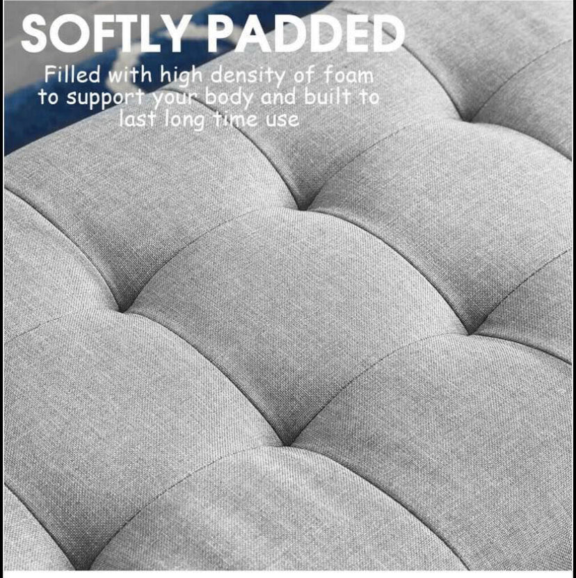 Levede Storage Ottoman Blanket Box Fabric Large Rest Chest Toy Foot Stool Grey