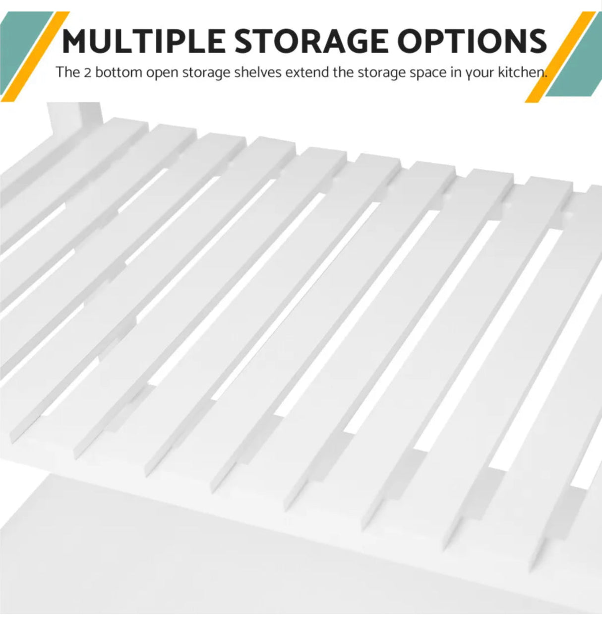 Kitchen Trolley Cart Island Stainless Steel Countertop Locking Wheels White