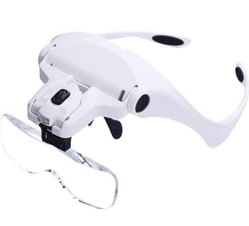 Head Mount Magnifier, Bysameyee Lighted Magnifying Headband Glass Loupe Visor with 2 LED Light for Close Work, Jewelry Work, Watch Repair, Arts & Crafts, Reading Aid