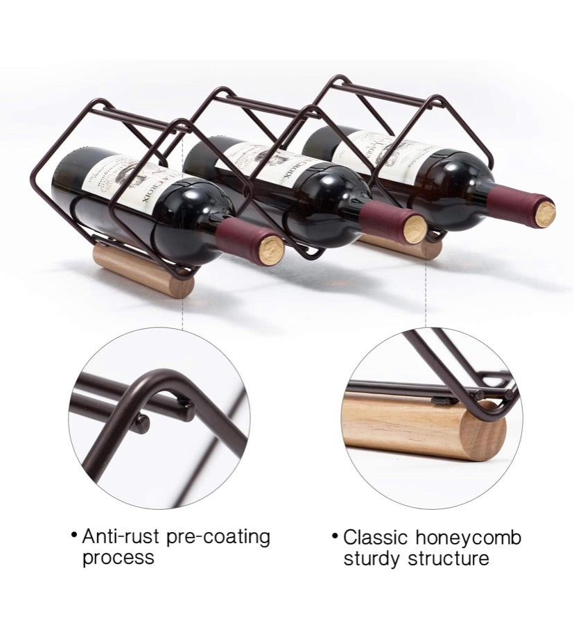 Wine Rack Stackable, Horizontal Wine Bottles Holder Racks, Metal Copper Wine Holder Storage Free Standing, Tabletop Wine Rack 5 Bottle, Ready Assembled, Easy to Put