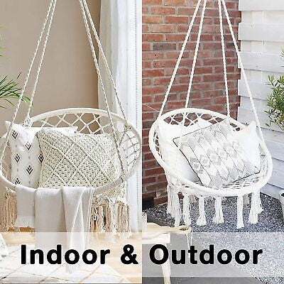 150KG Hammock Chair Macrame Cotton Swing Bed Hanging Relax Outdoor Indoor AU