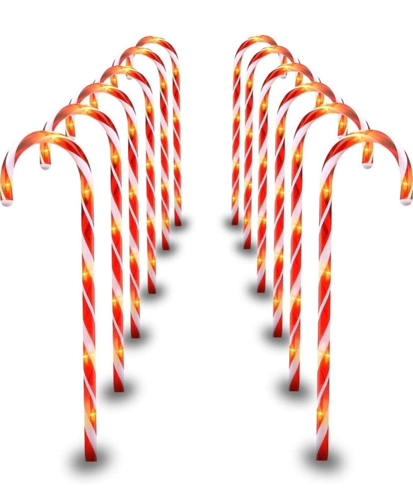 29 Inches Christmas Candy Cane Pathway Markers Set of 12 Christmas Indoor/Outdoor Decoration Lights 8 Blinking Modes
