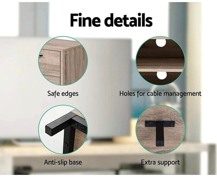 Artiss TV Unit 132cm Length Entertainment Unit Wooden TV Stand Cabinet, Oak and Black