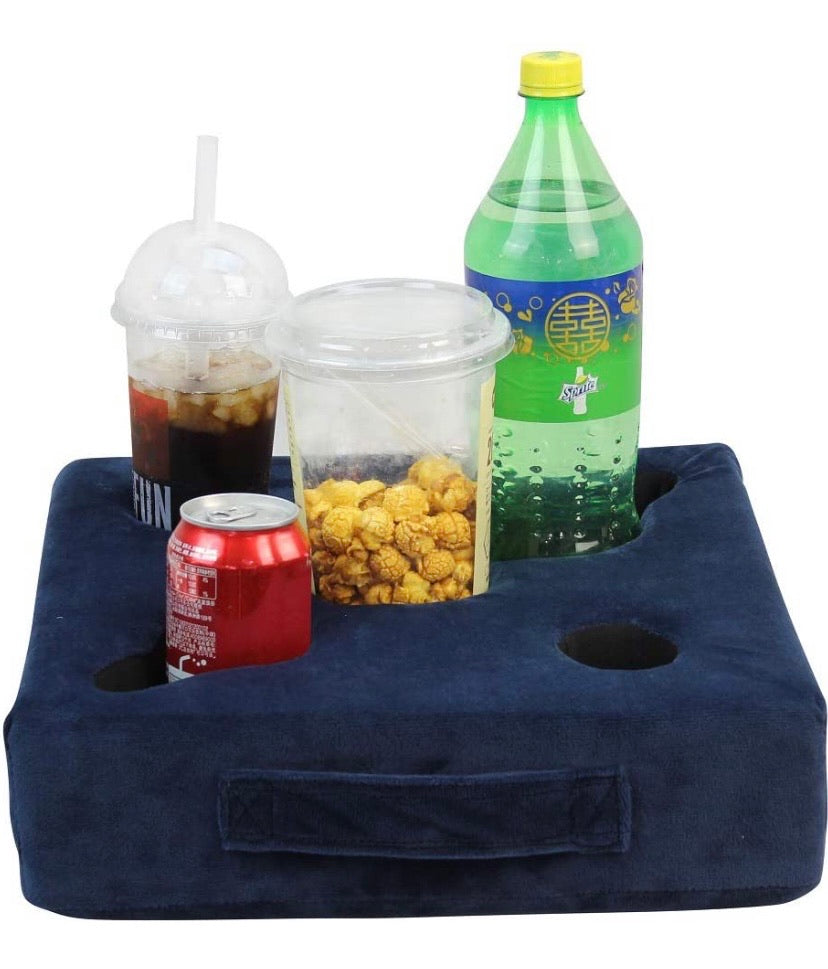 Couch Cup Holder, Sofa Drink Holder Tray, Removable and Washable Pillow Cushion with Coffee Mug Holder for Home,Bed, Beach, Car,RV, Wheelchair, Boat, Bath, Park,Floor, Travel, Airplane, Indoor, Outdoor