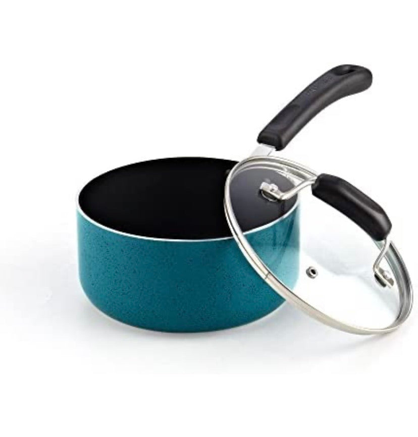 Cook N Home 02588 12-Piece Stay Cool Handle, Turquoise Nonstick Cookware Set