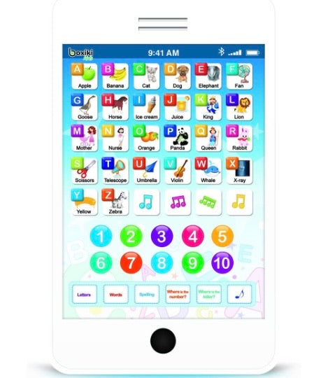 Learning Pad Fun Phone with 6 Toddler Learning Games by Boxiki Kids | Touch and Learn Interactive Tablet for Number Learning, Learning ABCs, Spelling, “Where is?” Game, Melodies | Educational Toy