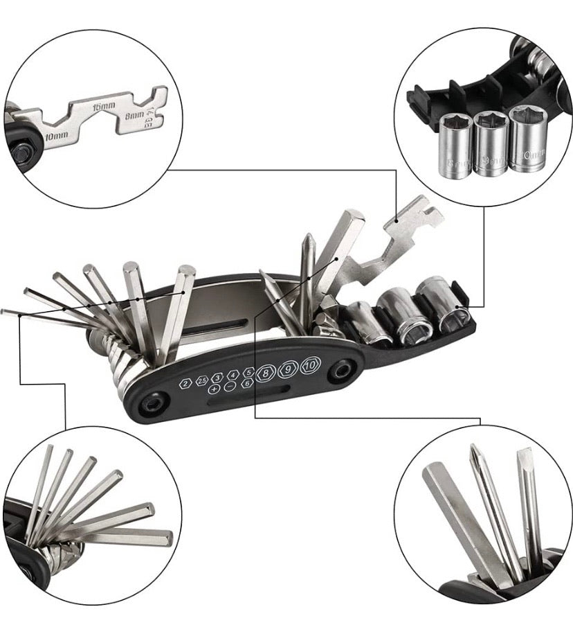 16 in 1 Multi-Function Bike Bicycle Repair Tool Kit